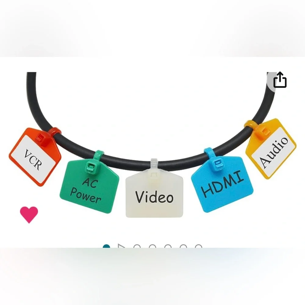 Tags for cords. Sturdy, colorful, organized home. Printable labels. EUC